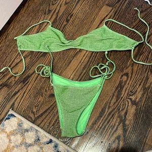 Pacsun Green Sparkly Bathing Suit SET